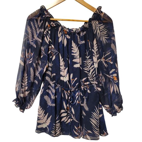 DVF Silk Floral Blouse Business Casual Vacation Resort‎ Feminine Modest Size 6 - Picture 1 of 9
